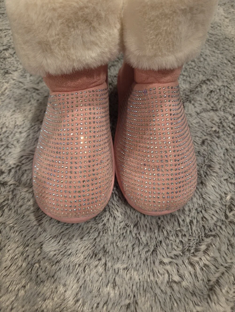 Olivia Miller Pink Sparkle Faux Fur Lined Boots Sz 3